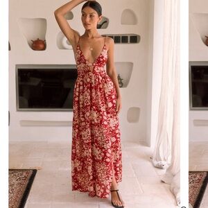 Explore the Colours (red printed) Maxi Dress